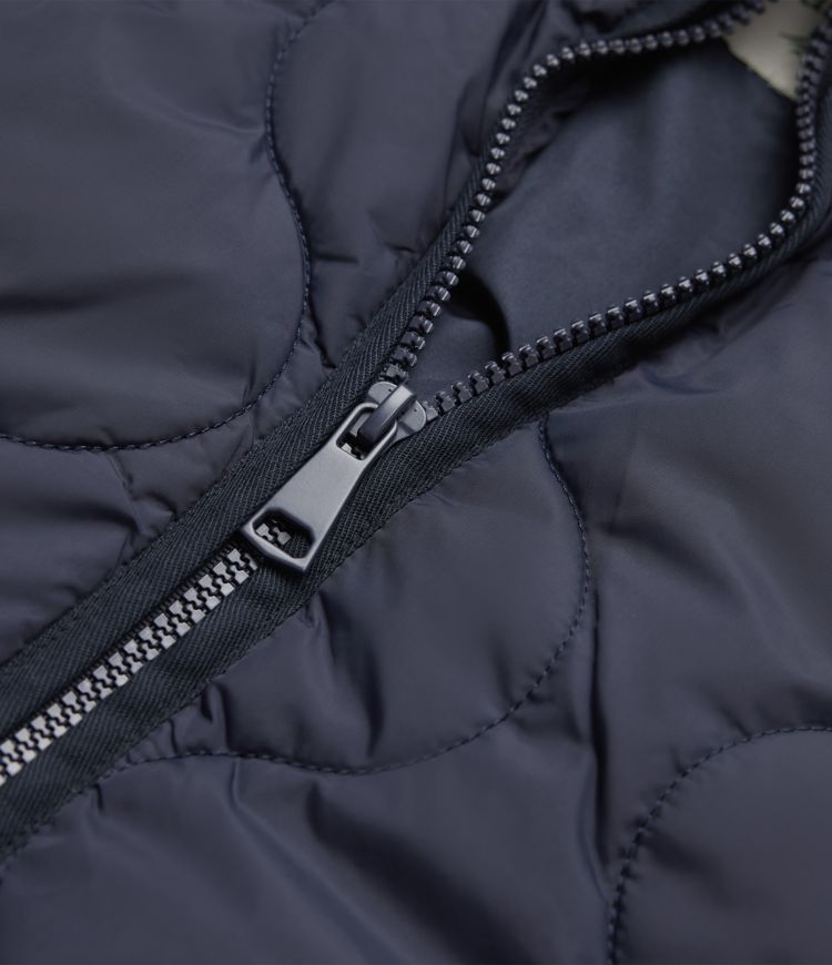 High Neck Zipper Long Sleeve Casual Quilted Jacket with Pockets