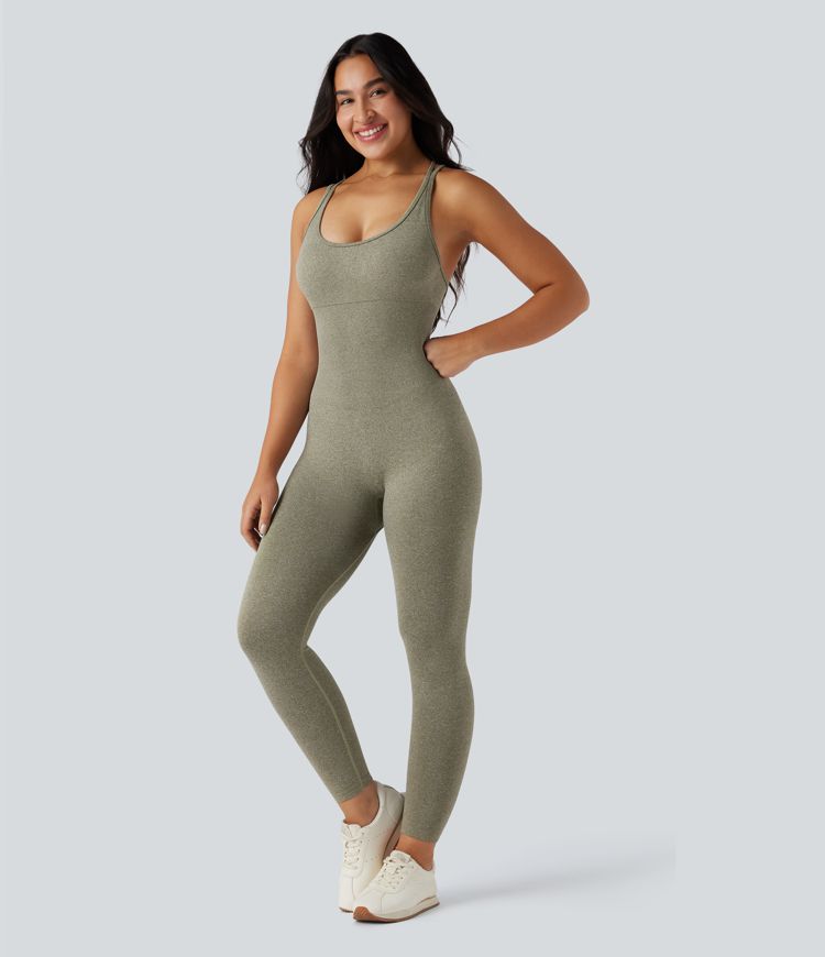 Seamless Flow Crisscross Backless Sleeveless Skinny Workout Jumpsuit