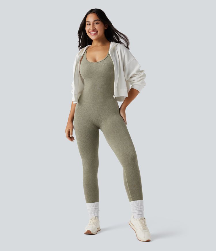 Seamless Flow Crisscross Backless Sleeveless Skinny Workout Jumpsuit