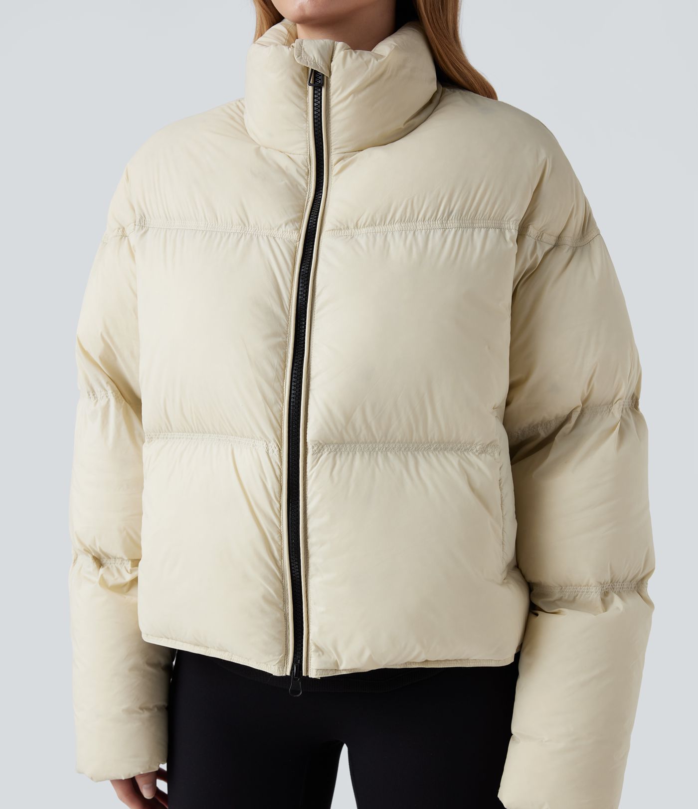 Doudoune casual en duvet à col montant avec ourlet à cordon de serrage et poches