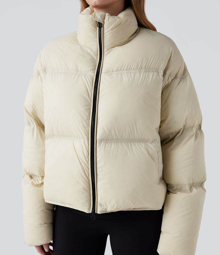 Doudoune casual en duvet à col montant avec ourlet à cordon de serrage et poches