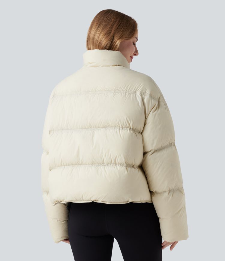 Doudoune casual en duvet à col montant avec ourlet à cordon de serrage et poches