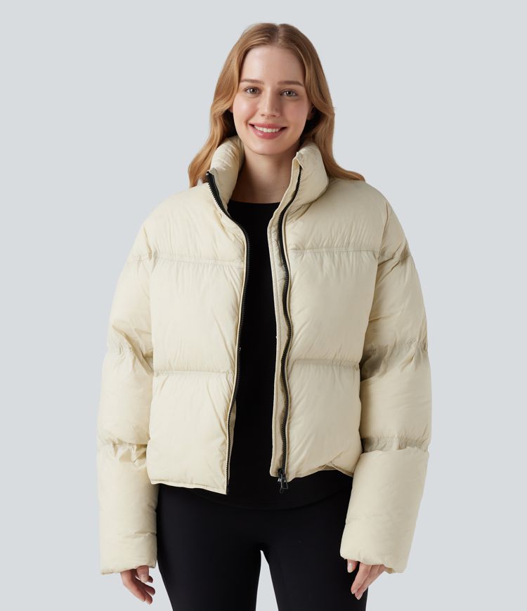 Doudoune casual en duvet à col montant avec ourlet à cordon de serrage et poches