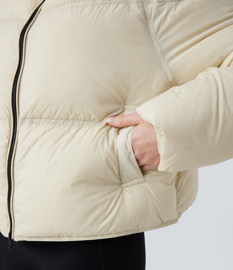 Doudoune casual en duvet à col montant avec ourlet à cordon de serrage et poches