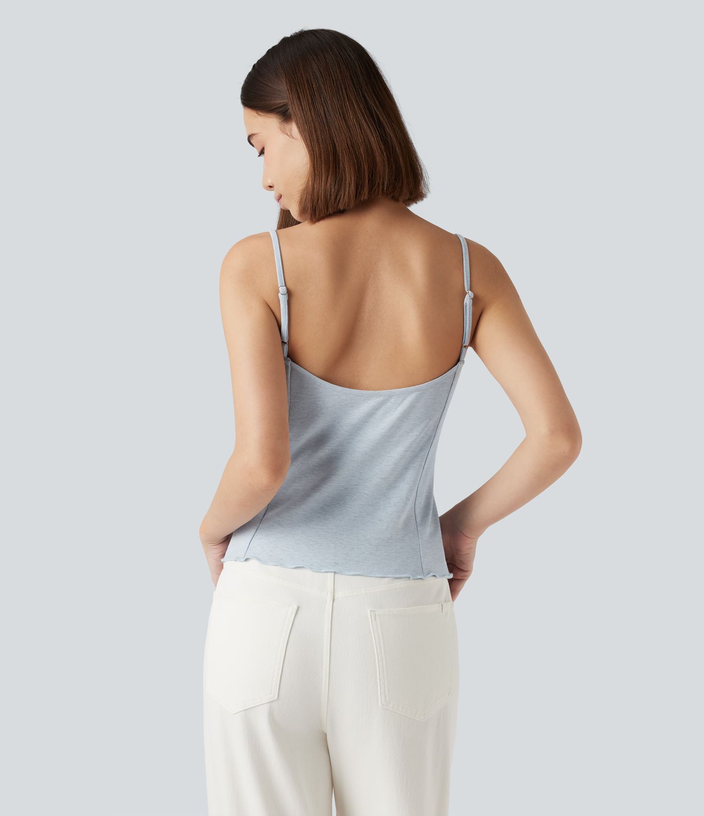 Débardeur dos nu col V avec ourlet à volants