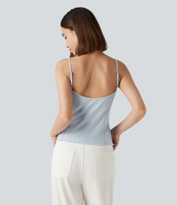 Débardeur dos nu col V avec ourlet à volants