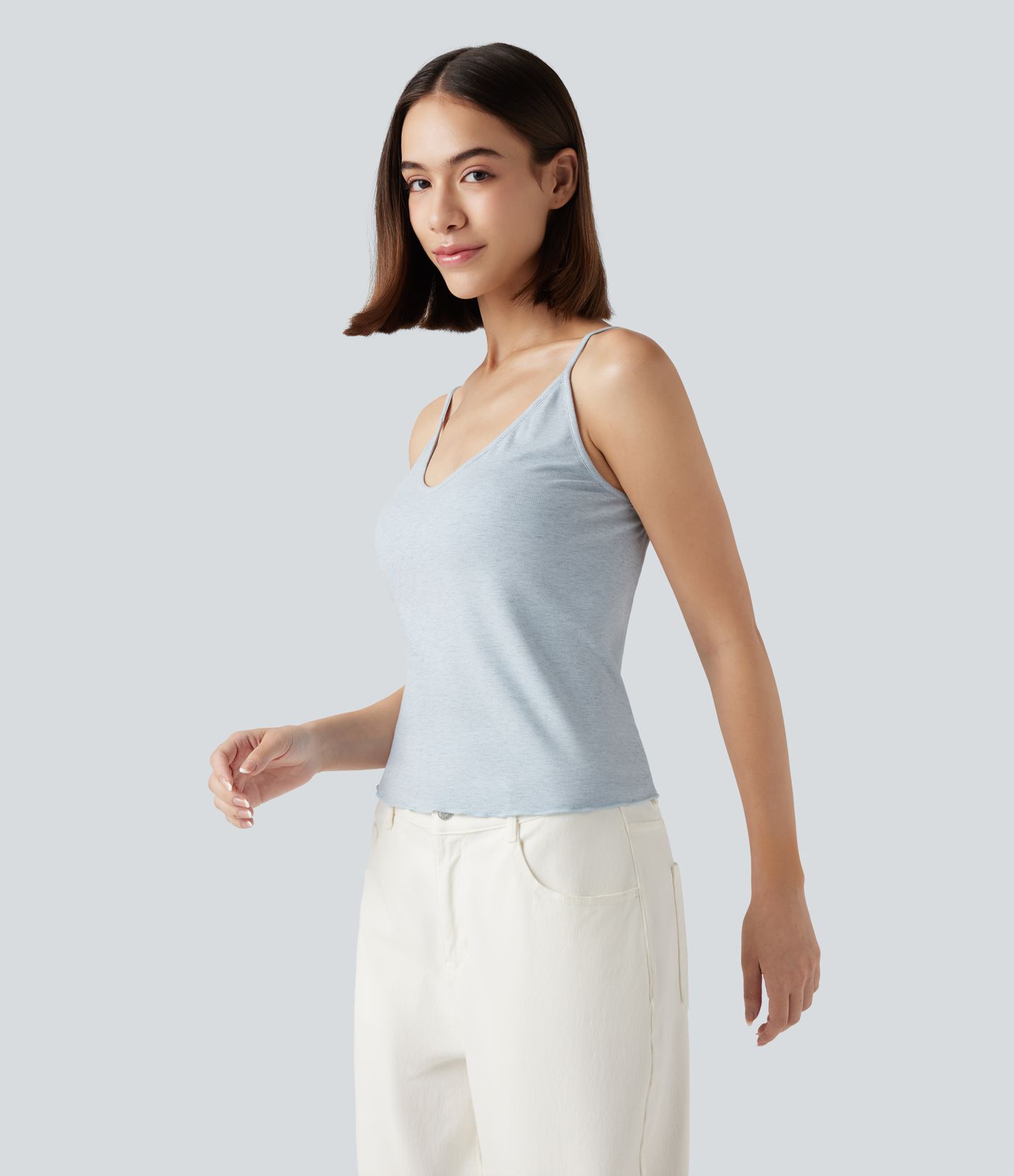 Débardeur dos nu col V avec ourlet à volants