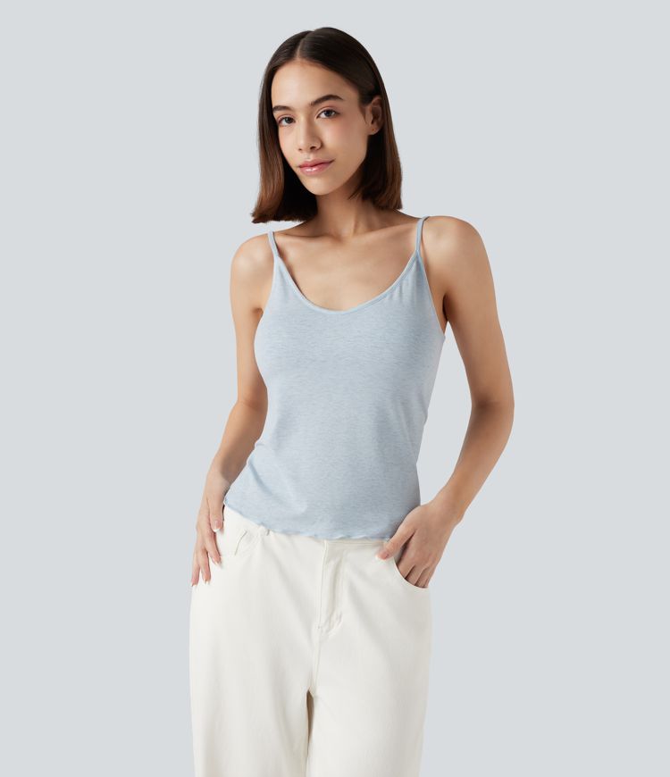 Débardeur dos nu col V avec ourlet à volants