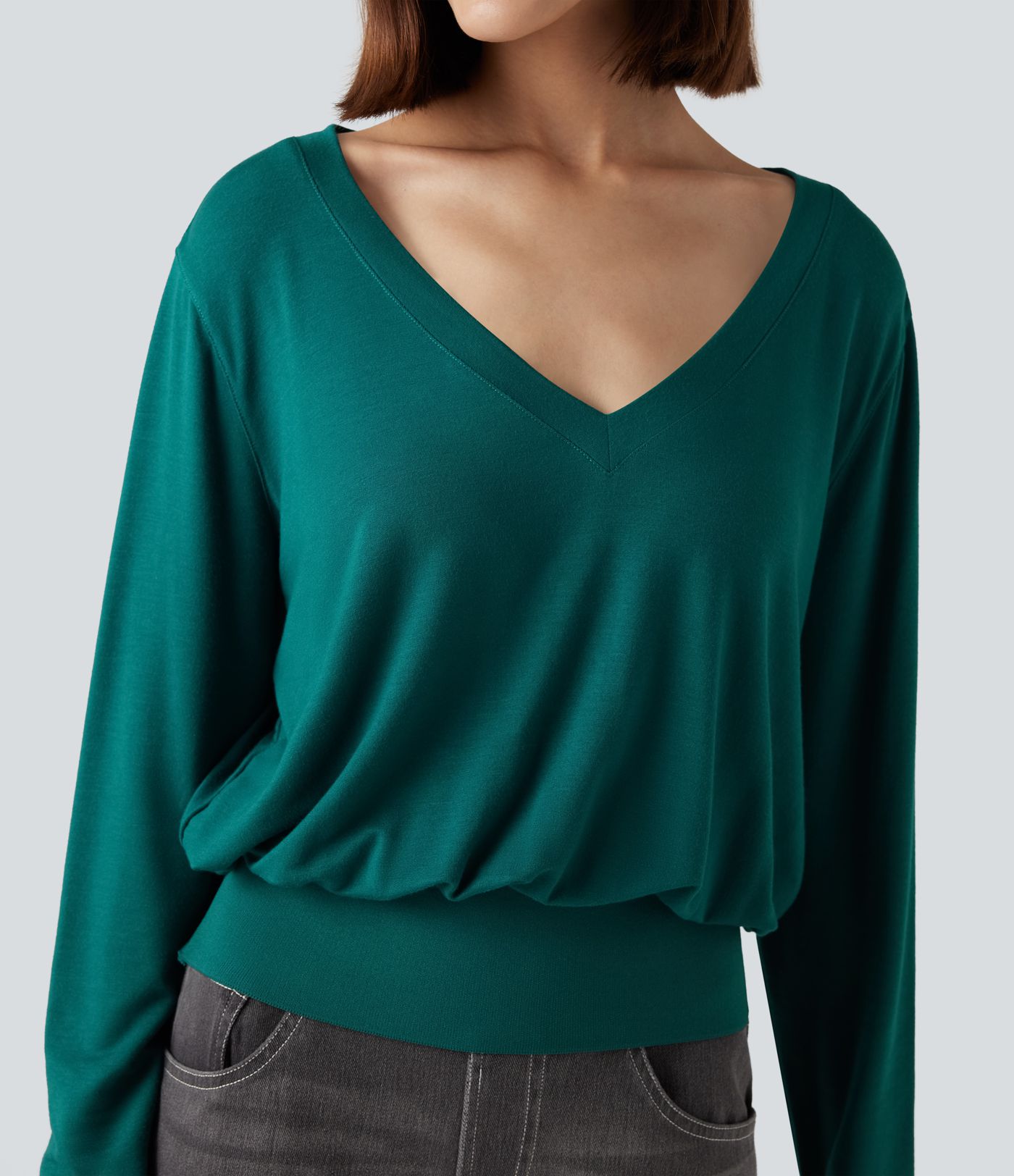 V Neck Long Sleeve Casual Sweatshirt