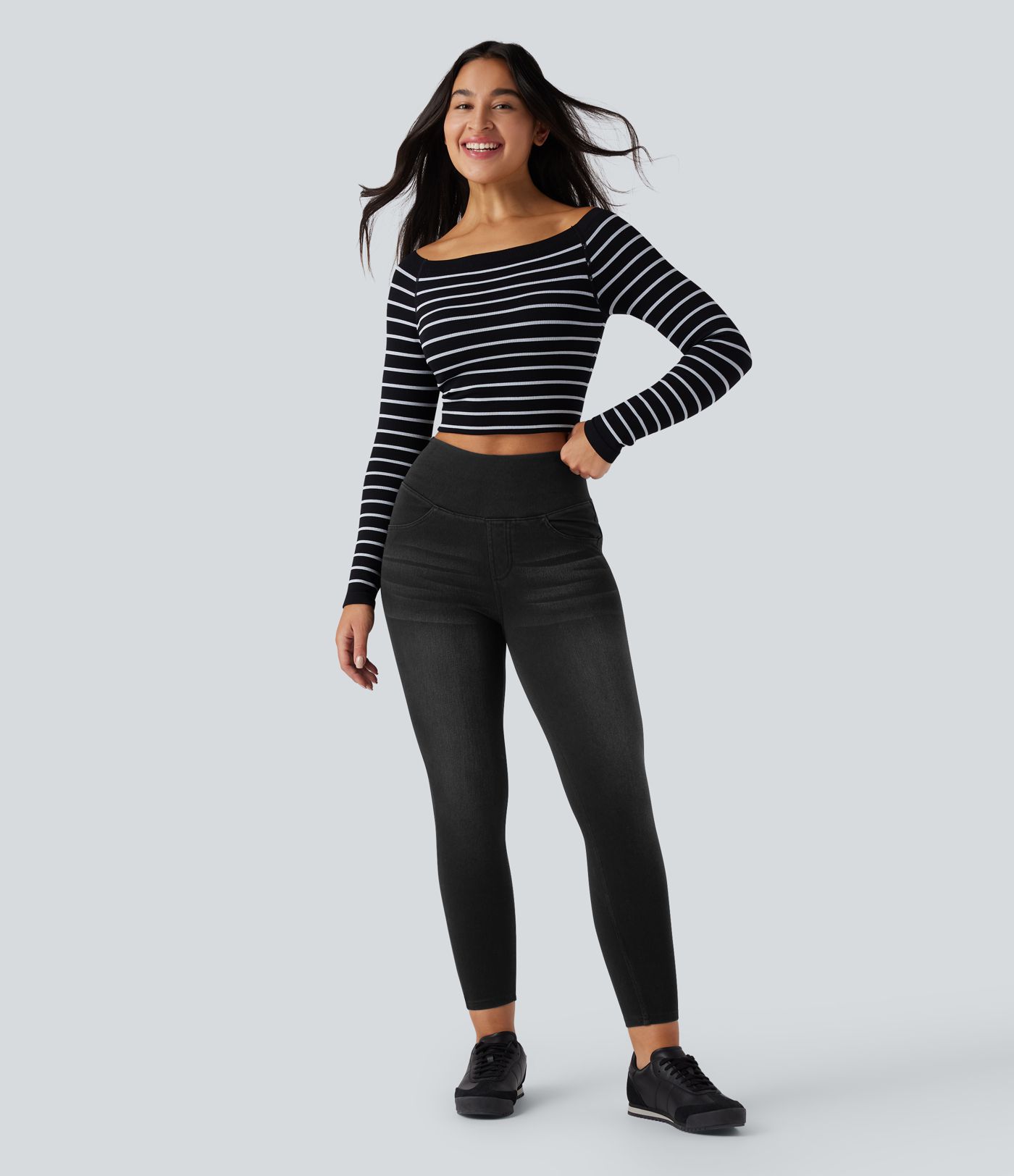 Halara Flex™ High Waisted Tummy Control Butt Lifting Denim Casual Leggings with Pockets