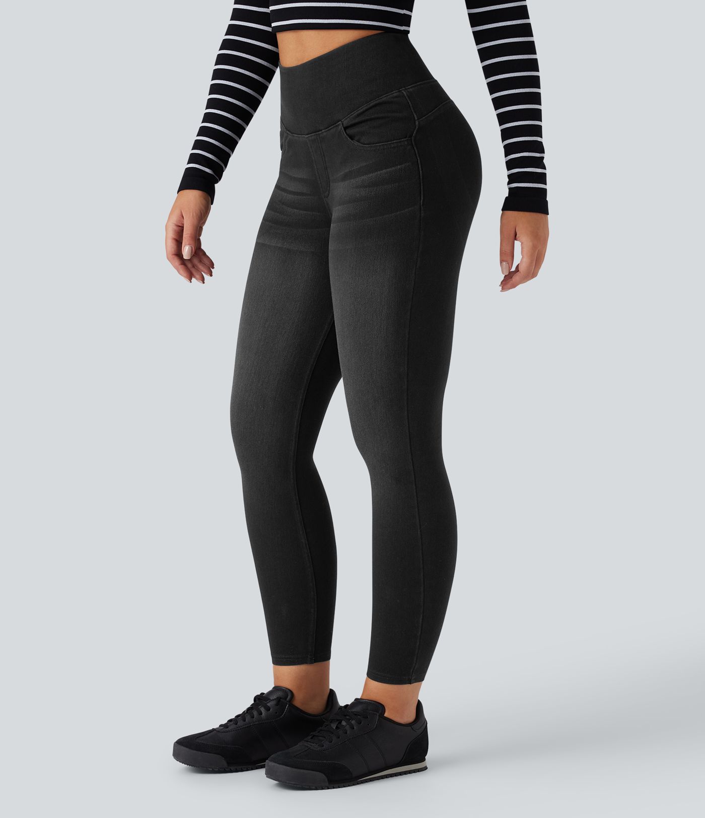 Halara Flex™ High Waisted Tummy Control Butt Lifting Denim Casual Leggings with Pockets