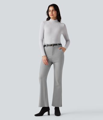 Spodnie bootcut z wysokim stanem i kieszeniami