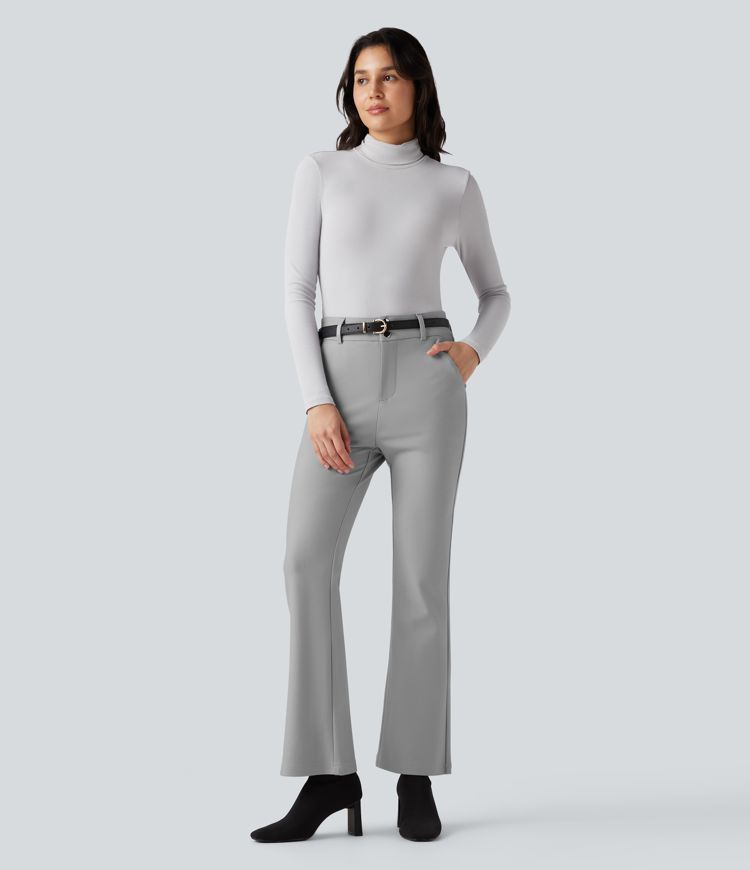 Spodnie bootcut z wysokim stanem i kieszeniami