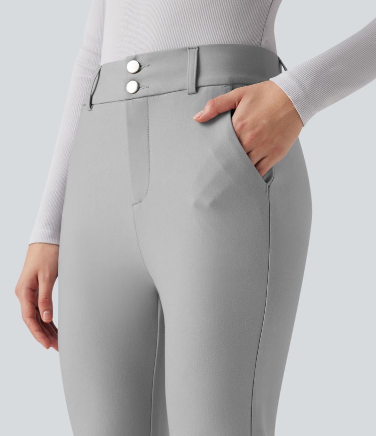 Spodnie bootcut z wysokim stanem i kieszeniami