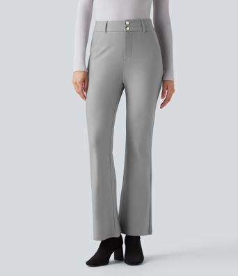 Spodnie bootcut z wysokim stanem i kieszeniami