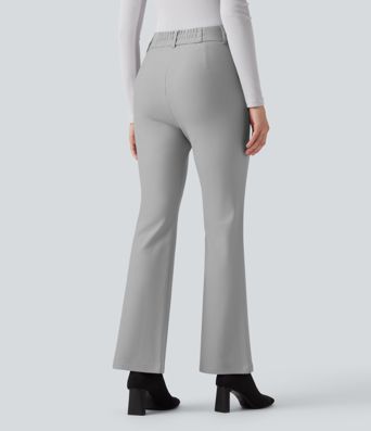 Spodnie bootcut z wysokim stanem i kieszeniami