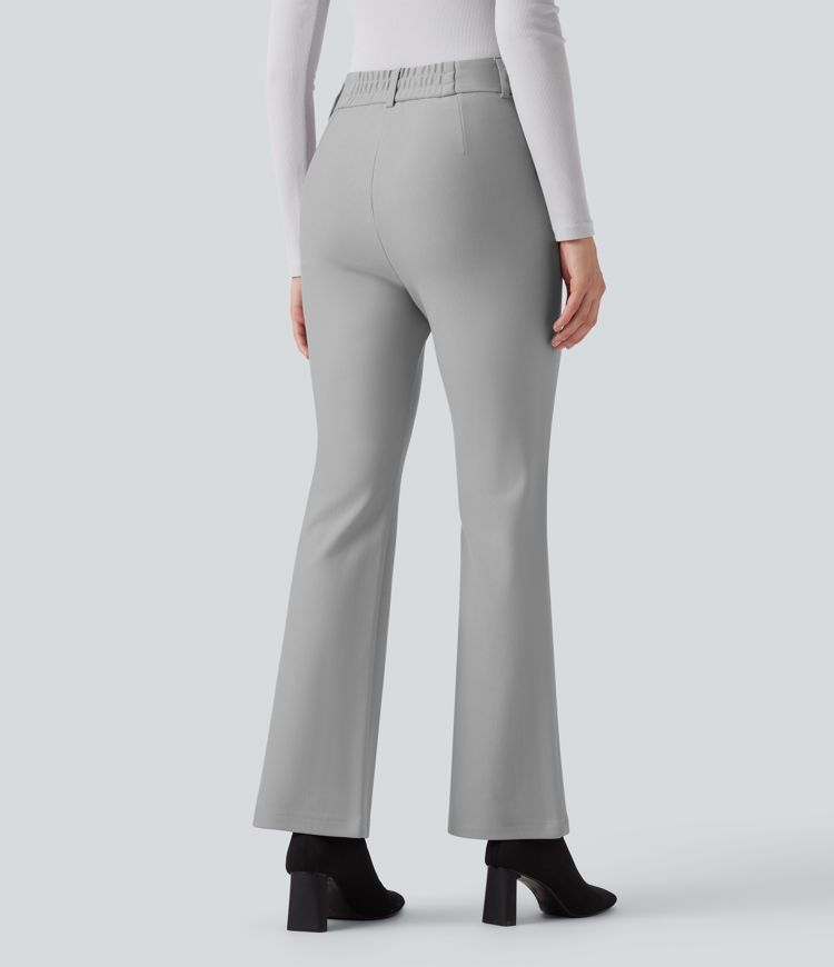 Spodnie bootcut z wysokim stanem i kieszeniami