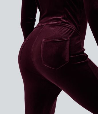 Hooded Long Sleeve Zipper Velvet Casual Flare Jumpsuit with Pockets-Easy Peezy Edition