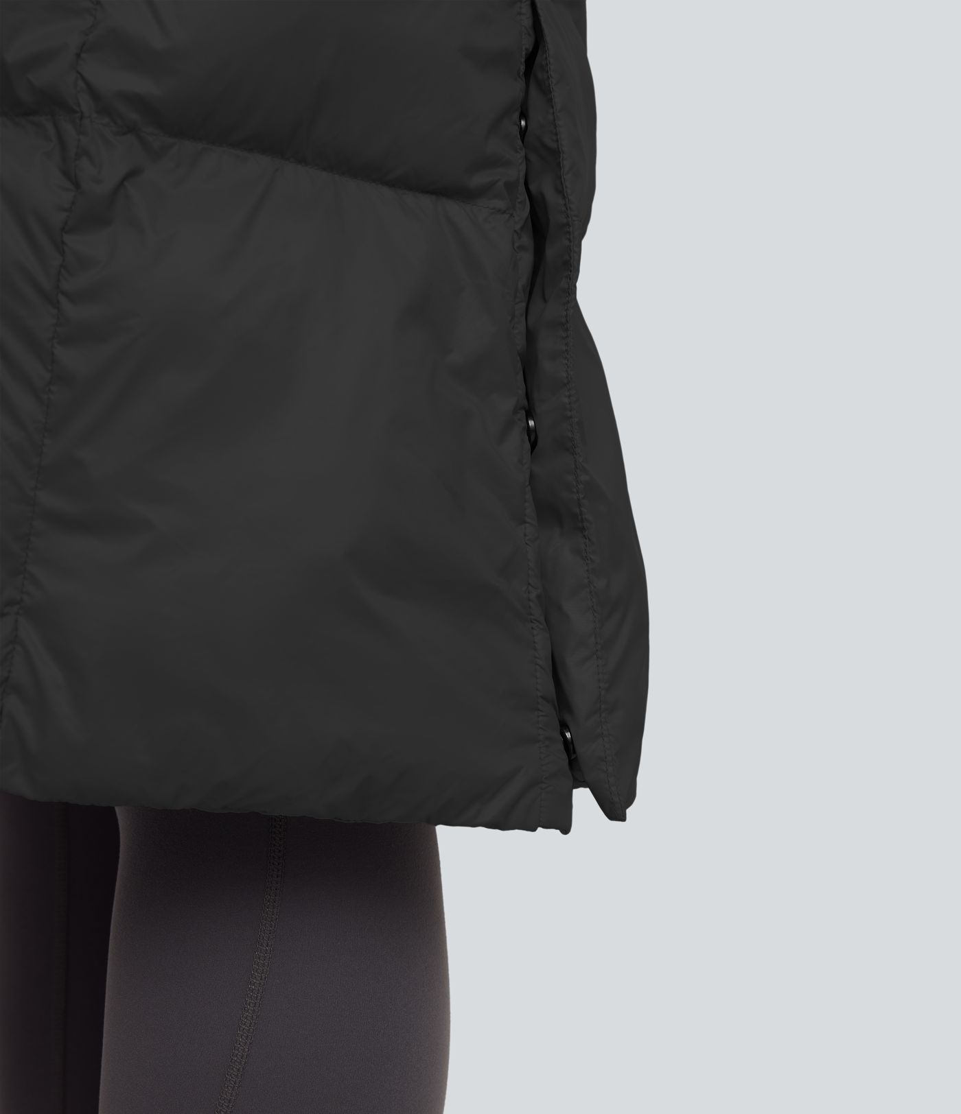 Hooded Long Sleeve Zip Longline Casual Puffer Jacket with Pockets