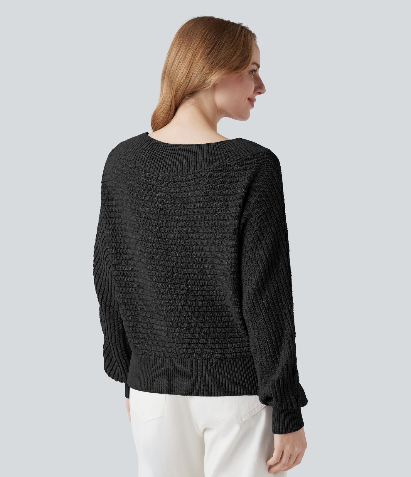 Πουλόβερ με ανοιχτούς ώμους και μακριά μανίκια, καθημερινό