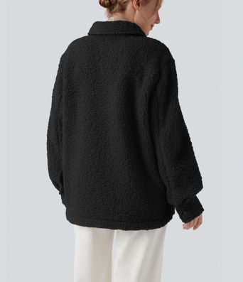 Long Sleeve Casual Sherpa Jacket with Pockets