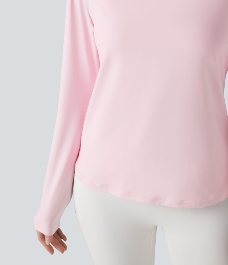Round Neck Long Sleeve 2-in-1 Yoga Sports Top