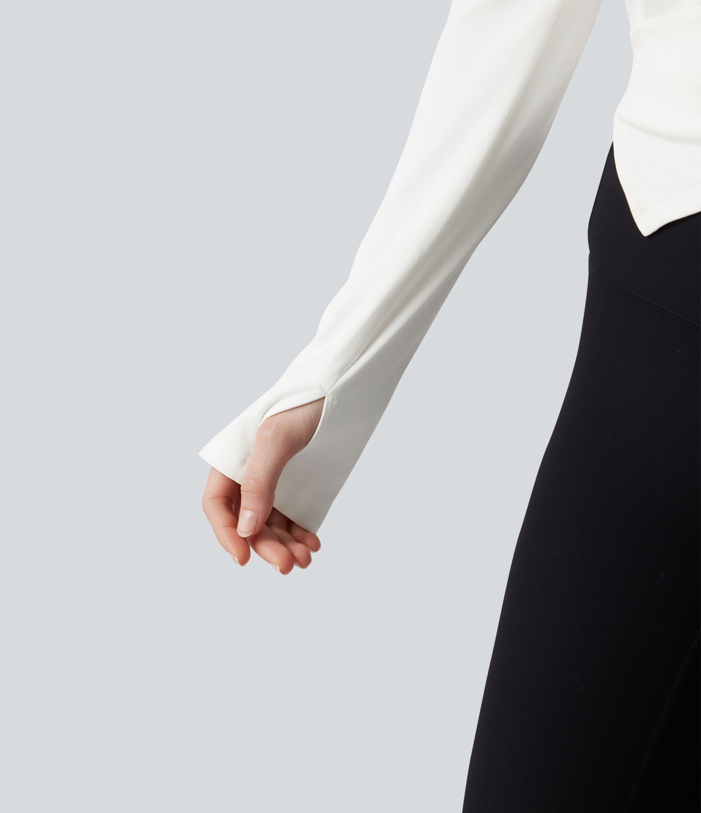 Boat Neck Long Sleeve Thumb Hole Tie Side Yoga Sports Top