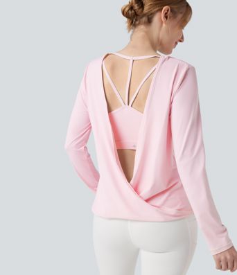 Round Neck Long Sleeve 2-in-1 Yoga Sports Top