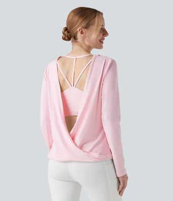 Round Neck Long Sleeve 2-in-1 Yoga Sports Top