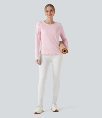 Round Neck Long Sleeve 2-in-1 Yoga Sports Top