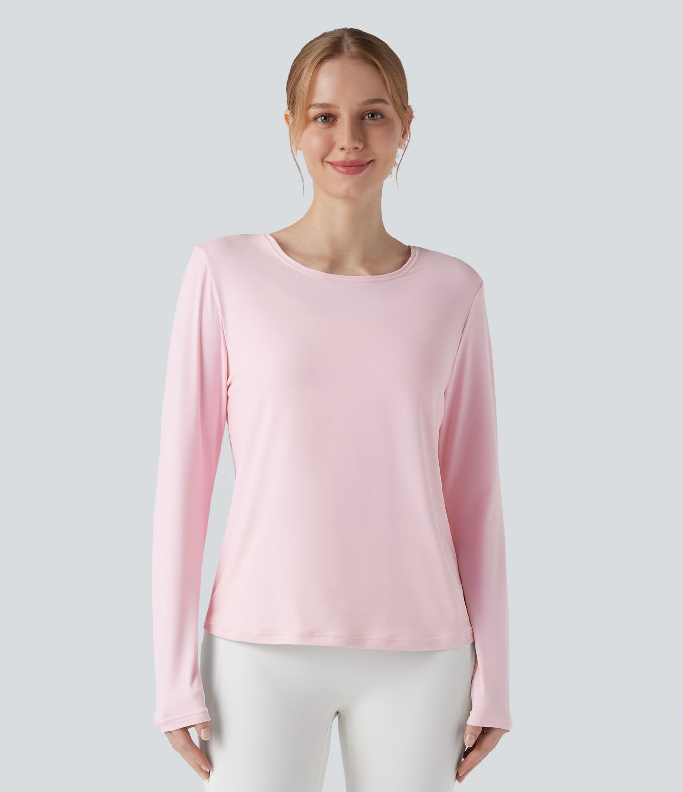 Round Neck Long Sleeve 2-in-1 Yoga Sports Top