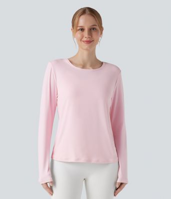 Round Neck Long Sleeve 2-in-1 Yoga Sports Top
