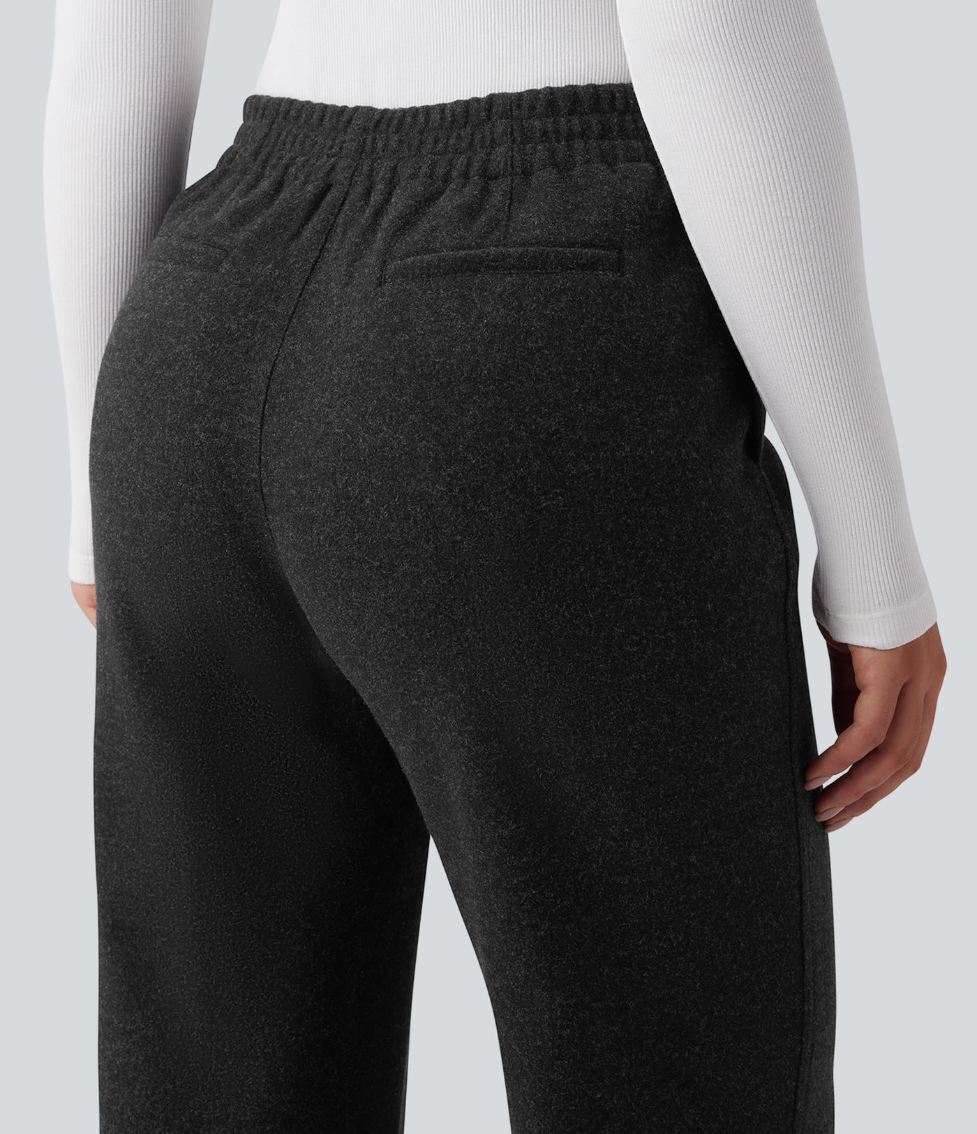 Mid Rise Straight Leg Work Pants with Pockets