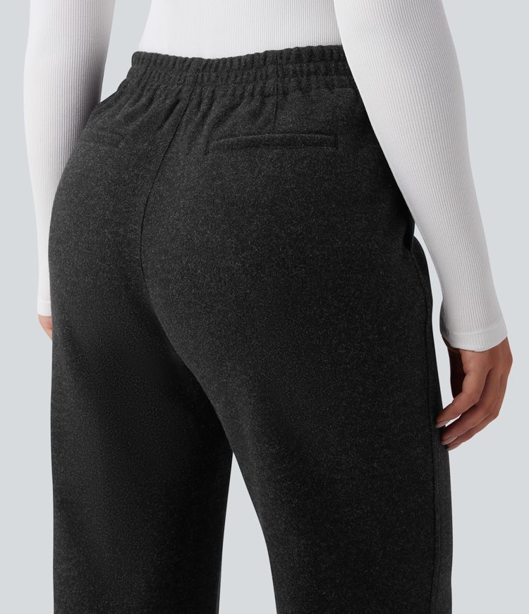 Mid Rise Straight Leg Work Pants with Pockets