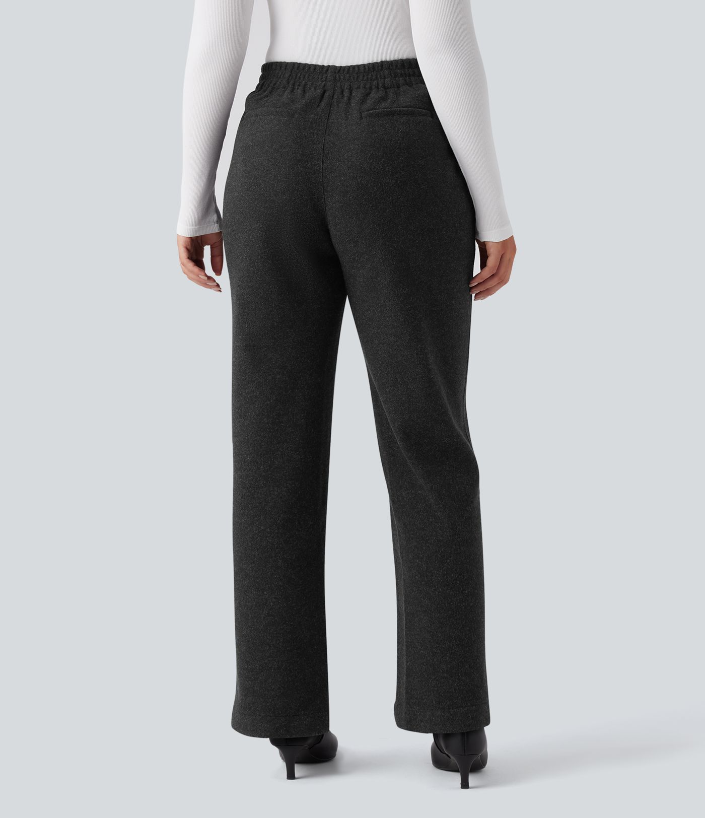 Mid Rise Straight Leg Work Pants with Pockets