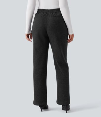Mid Rise Straight Leg Work Pants with Pockets