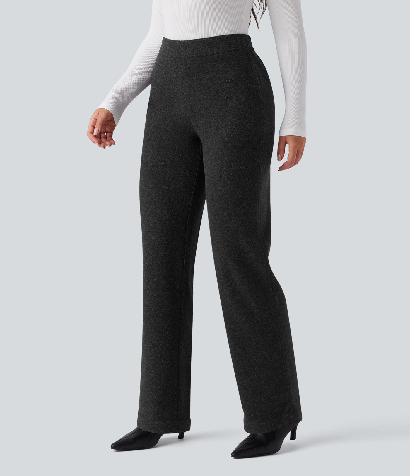 Mid Rise Straight Leg Work Pants with Pockets