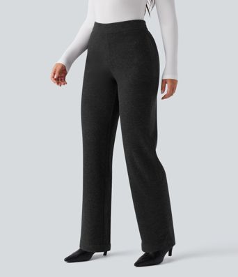 Mid Rise Straight Leg Work Pants with Pockets