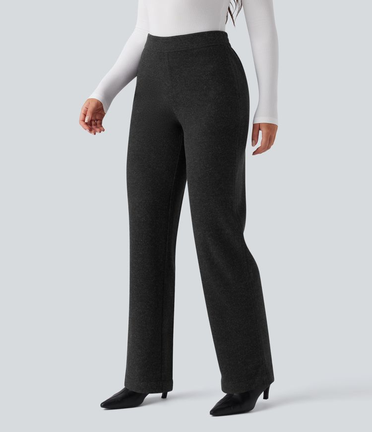 Mid Rise Straight Leg Work Pants with Pockets
