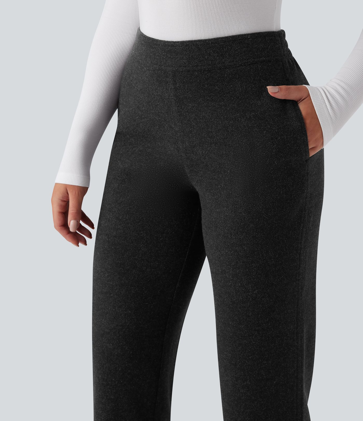 Mid Rise Straight Leg Work Pants with Pockets