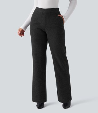 Mid Rise Straight Leg Work Pants with Pockets