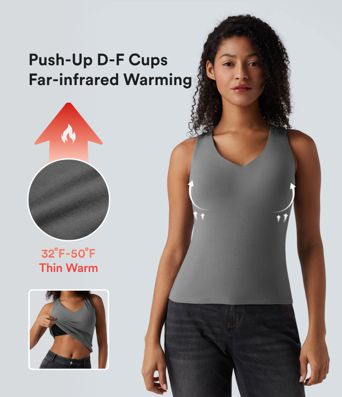 Débardeur décontracté chauffant à col en V avec effet push-up — bonnets D/DD/DDD/F
