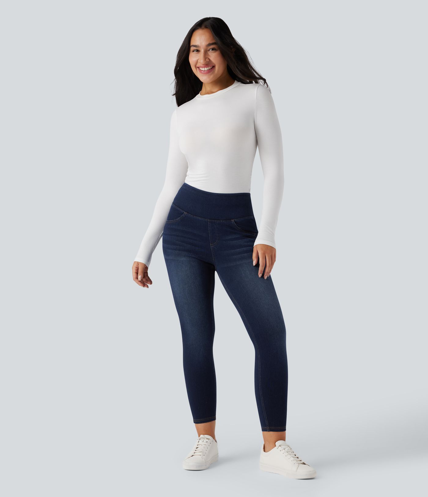 Halara Flex™ High Waisted Tummy Control Butt Lifting Denim Casual Leggings with Pockets