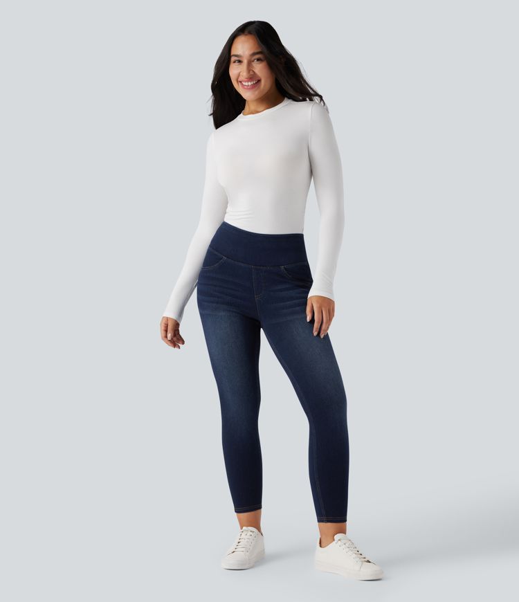 Halara Flex™ High Waisted Tummy Control Butt Lifting Denim Casual Leggings with Pockets