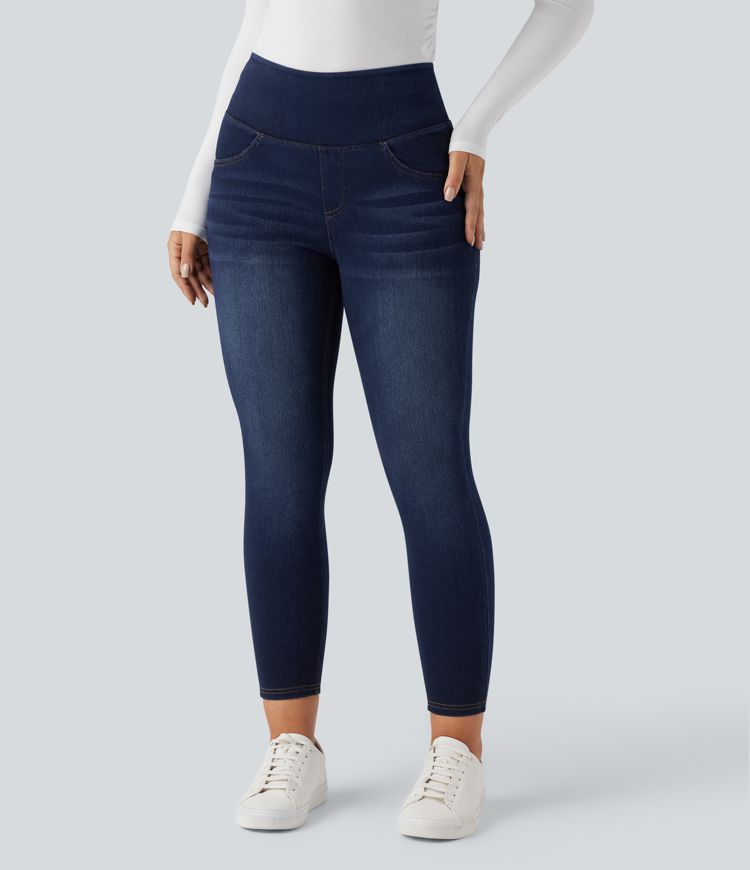Halara Flex™ High Waisted Tummy Control Butt Lifting Denim Casual Leggings with Pockets
