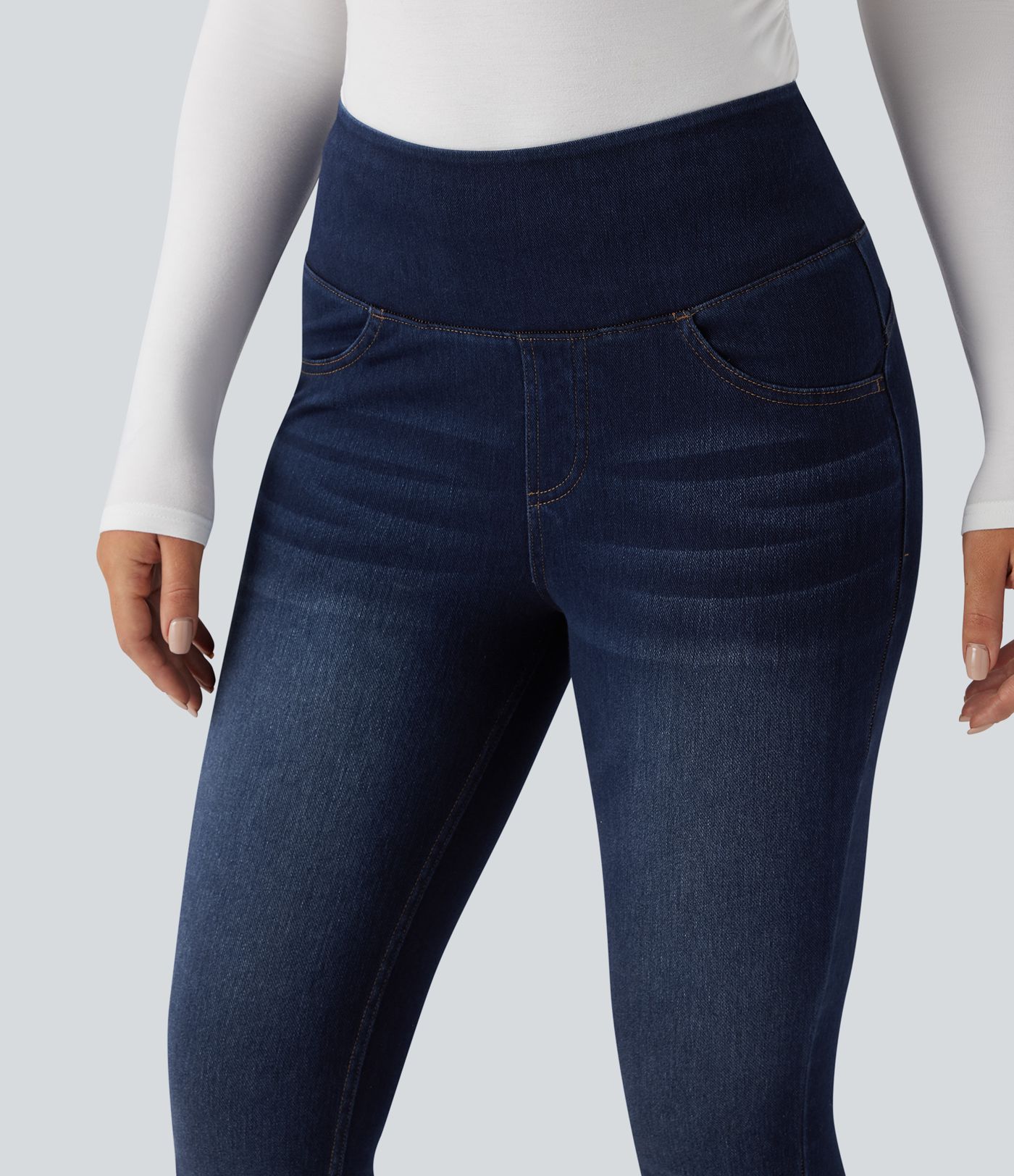 Halara Flex™ High Waisted Tummy Control Butt Lifting Denim Casual Leggings with Pockets