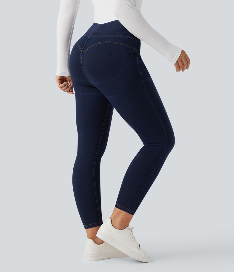 Legging 7/8 en denim gainant taille haute effet push-up Halara Flex™ avec poches