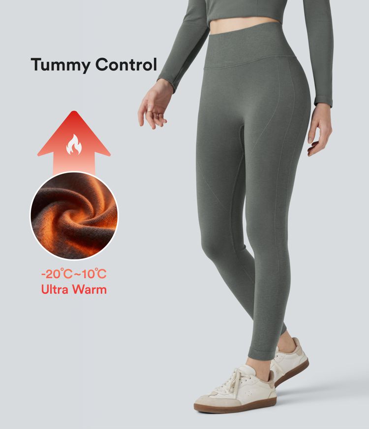 Seamless Flow High Waisted Tummy Control Thermal Casual 7/8 Leggings