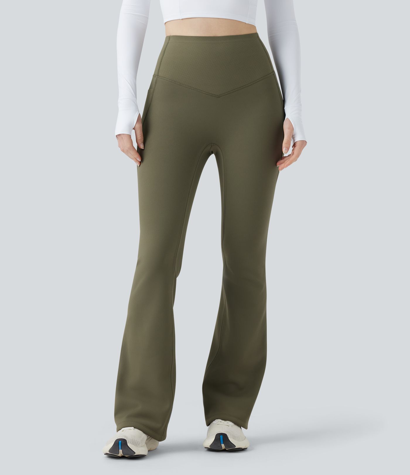 Halara UltraSculpt™ Extra Heat High Waisted Tummy Control Yoga Bootcut Leggings with Pockets