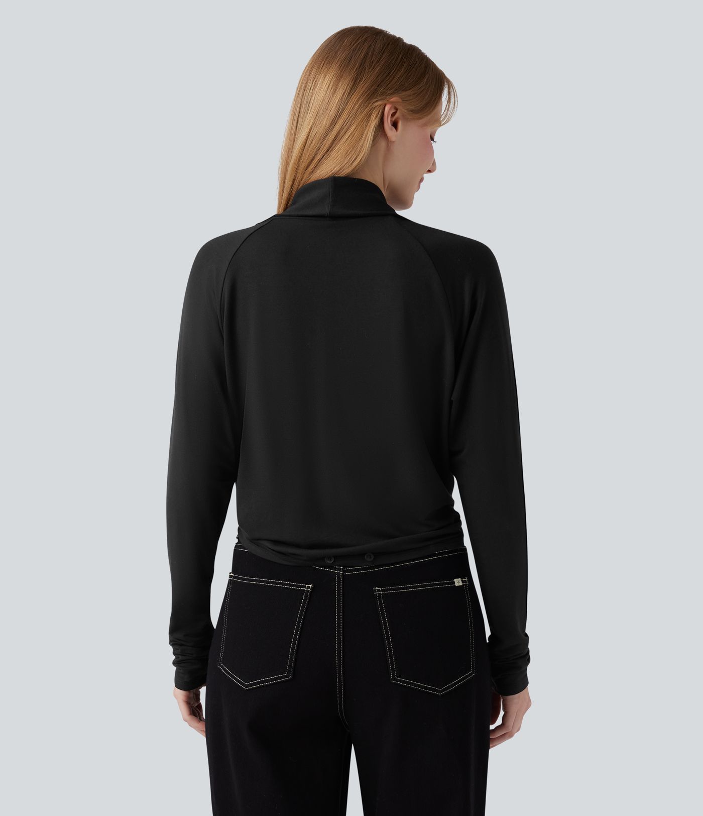 Wrapped Raglan Long Sleeve Casual Top